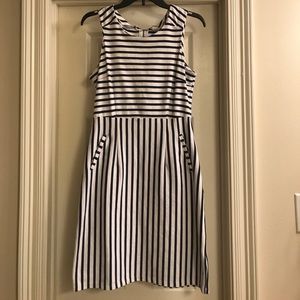 Navy and white striped dress with POCKETS!!!
